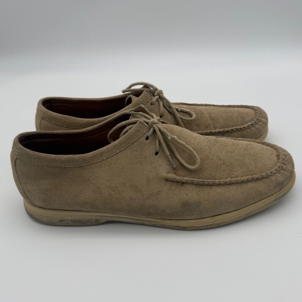 Peter Millar Mens Tan Suede Lace Up Moc Toe Loafers MS17F04 Size 12M Brazil